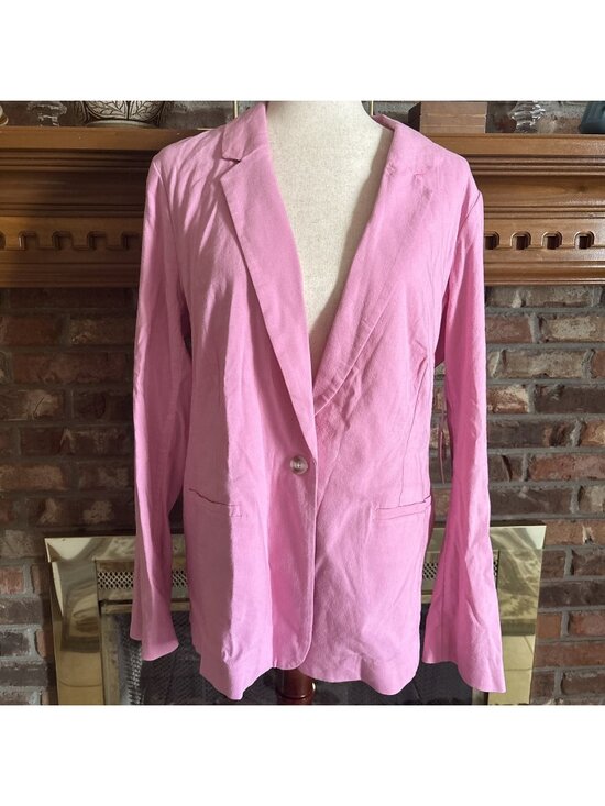 LC Lauren Conrad Jackets & Blazers - Lauren Conrad Linen Blend  Pink One Button Jacket Size Large NWT